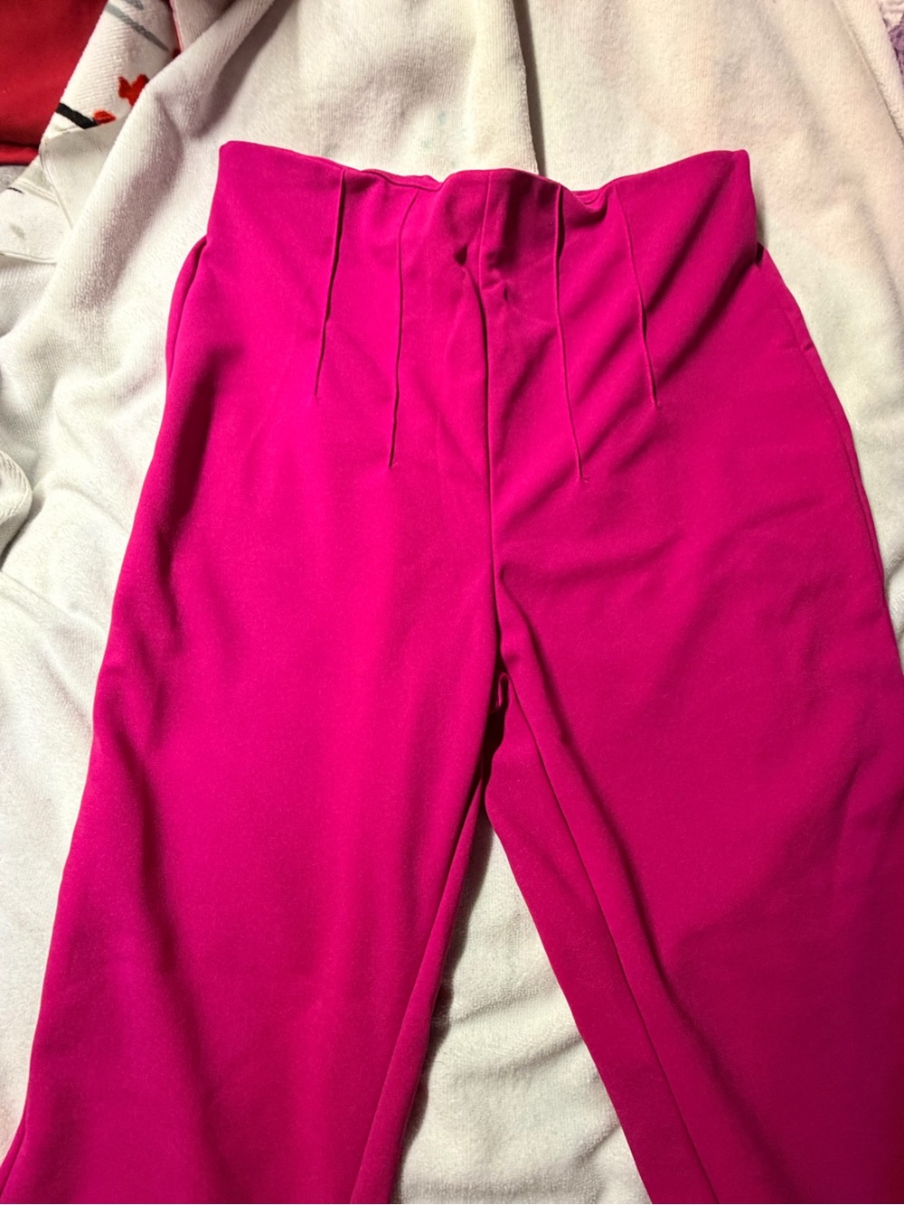 SHEIN Bright Fuchsia High-Waist Girls Office pants